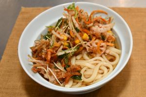 れんこんの「柿」揚げうどん